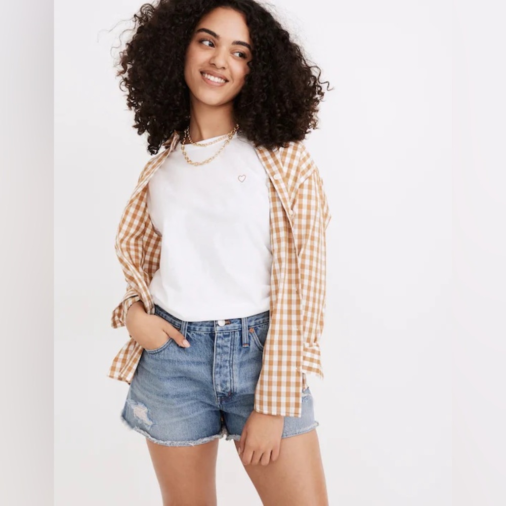 madewell curvy relaxed distressed denim shorts in homecrest wash 2021